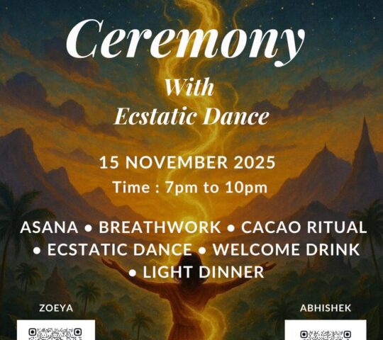 Cacao Ceremony with Ecstatic Dance | 15 Nov (7PM – 10PM) Cacao Ceremony with Ecstatic Dance | 15 Nov (7PM – 10PM)
