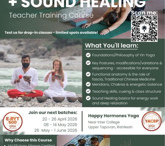 50-Hour Yin Yoga + Sound Healing TTC – Rishikesh